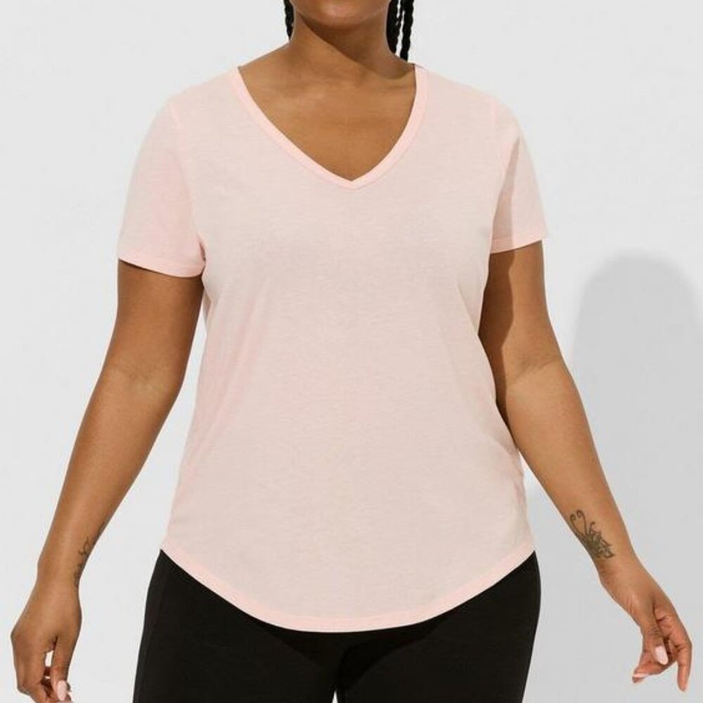 Girlfriend Signature Jersey V-Neck Tee (Light Pink)